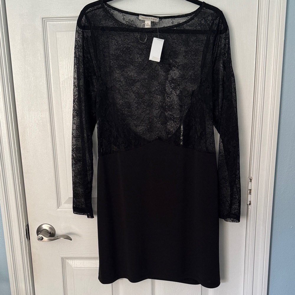 Chelsea & Violet Black Lace Long Sleeve Dress